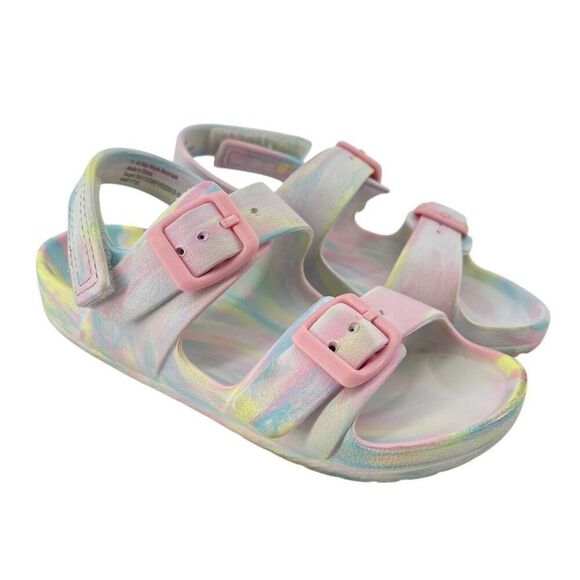 Cat & Jack Ade Girls Size 11 EVA Pastel Multicolor Double Strap Footbed Sandals - Picture 15 of 15